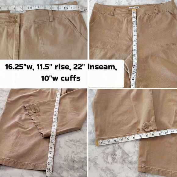 🎁 Coldwater Creek Khaki High Waist Wide Leg Cropped Capri Pants Size 12 - Picture 13 of 13